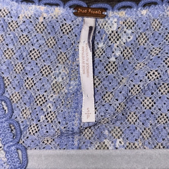 Free People NEW Kika Lace Cropped Button Front Top Size Small Blue Bell Combo - Picture 12 of 16